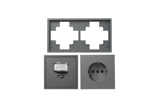 Schalter und Steckdosen Set McPower Shallow "PIR" anthrazit, 3-teilig 