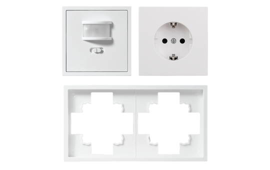 Schalter und Steckdosen Set McPower Shallow "PIR" weiß, 3-teilig 