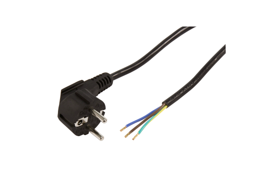 Schutzkontakt Netzkabel McPower mit blanken Enden, 3x 0,75mm², 2m, schwarz 