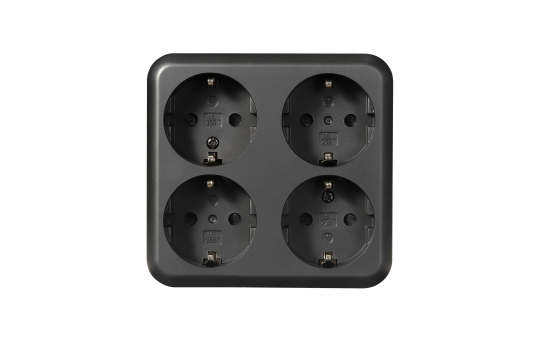 Schutzkontakt-Steckdose 4-fach McPower "Finery" 250V/16A, AP, matt schwarz 