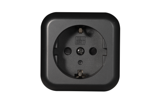 Schutzkontakt-Steckdose McPower "Finery", 250V/16A, Einsteckschutz, matt schwarz 