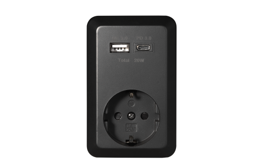 Schutzkontakt-Steckdose McPower "Finery", 250V/16A, 1x USB-C PD20W + 1x USB-A 