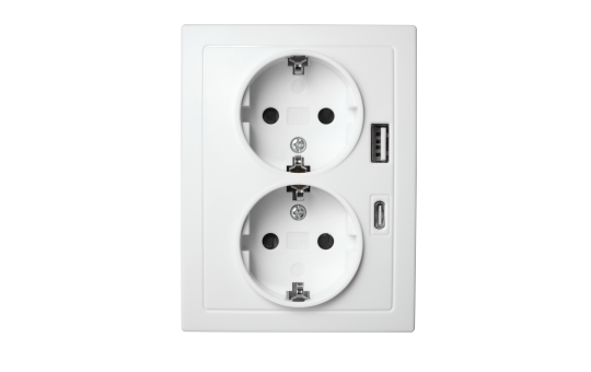 Schutzkontakt-Steckdose McPower "Flair" 2-fach, 250V~/16A, USB-A+C, PD20W, weiß 