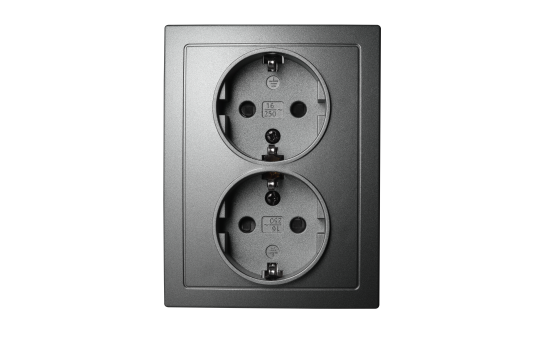 Schutzkontakt-Steckdose McPower "Flair" 2-fach, 250V~/16A, anthrazit 