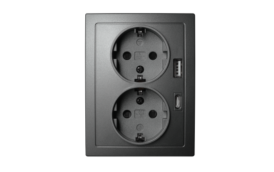 Schutzkontakt-Steckdose McPower "Flair" 2-fach, 250V~/16A, USB-A+C, PD20W 