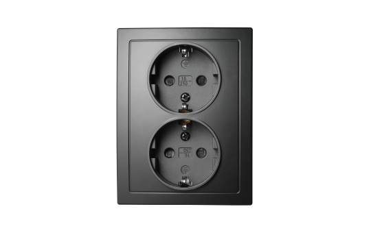 Schutzkontakt-Steckdose McPower "Flair" 2-fach, 250V~/16A, matt schwarz 