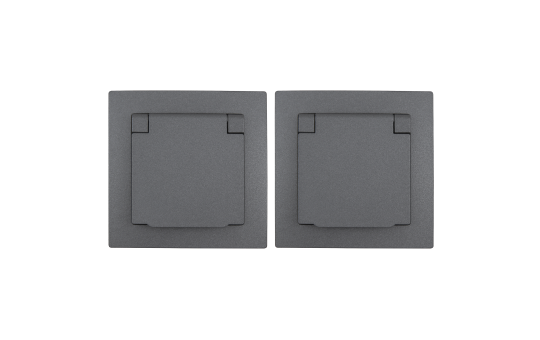 Schutzkontakt-Steckdose McPower "Flair", 250V~/16A, UP, IP44, anthrazit,2er-Pack 