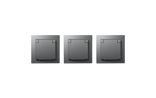 Schutzkontakt-Steckdose McPower "Flair", 250V~/16A, UP, IP44, anthrazit,3er-Pack 