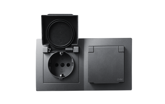 Steckdosen Set McPower Flair "Beginner 2S-IP44", 3-teilig, anthrazit, IP44 