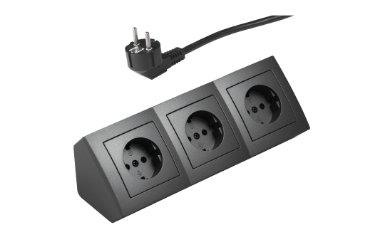Steckdosenblock McPower "Flair" 250V~/16A, anthrazit, 3-fach, 2m Kabel+ Stecker 