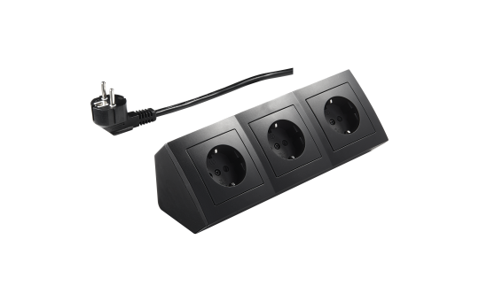 Steckdosenblock McPower "Flair" 250V~/16A, schwarz, 3-fach, 2m Kabel+ Stecker 