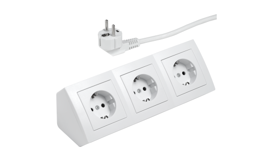 Steckdosenblock McPower "Flair" 250V~/16A, weiß, 3-fach, 2m Kabel und Stecker 