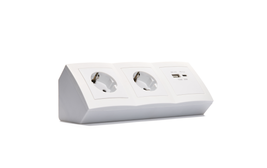 Steckdosenblock McPower "Flair" Aufbau, 2-fach Schutzkontakt + 2x USB A+C 