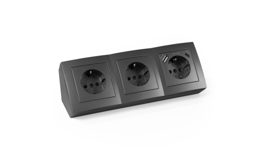 Steckdosenblock McPower "Flair" anthrazit, 3-fach Schutzkontakt + USB-C / USB-A 