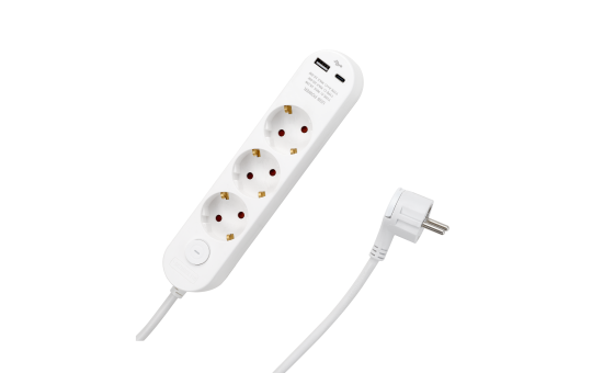 Steckdosenleiste McPower "HK3" 3-fach, USB-C mit PD 20W, 1,5m Zuleitung 