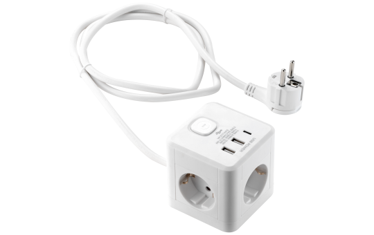 Tischsteckdose McPower "BW-64" 3x Steckdose, 2xUSB-A, 1xUSB-C PD20W 