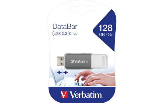 USB 2.0 Stick Verbatim, 128GB, DataBar, grau 