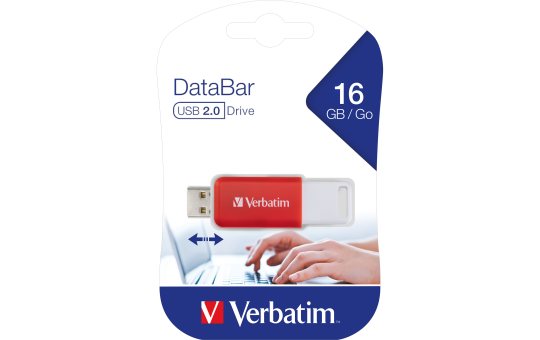 USB 2.0 Stick Verbatim, 16GB, DataBar, rot 