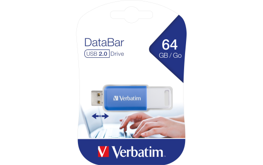 USB 2.0 Stick Verbatim, 64GB, DataBar, blau 