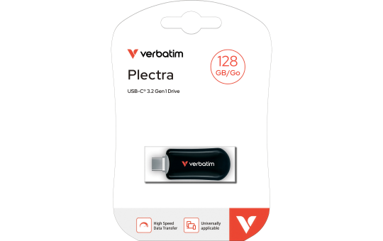 USB 3.2 Stick Verbatim, 128GB, Plectra, schwarz 