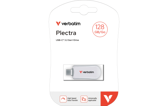 USB 3.2 Stick Verbatim,128GB, Plectra, weiss 