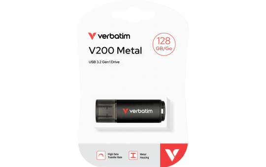 USB 3.2 Stick Verbatim, 128GB, V200 Metal, schwarz 