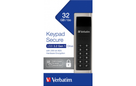 USB 3.2 Stick Verbatim, 32GB, Secure, Keypad, AES-256-Bit 
