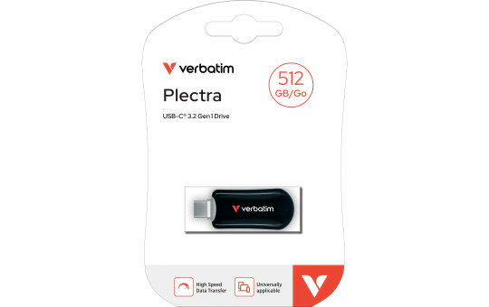USB 3.2 Stick Verbatim, 512GB, Plectra, schwarz 