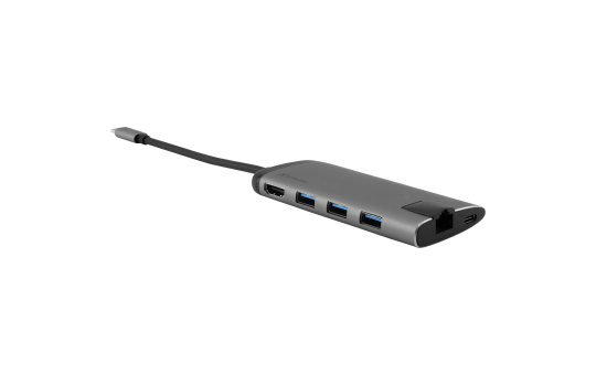 USB-C Multiport-Hub von Verbatim, USB 3.0, HDMI, SD, Ethernet, 15cm Kabel 