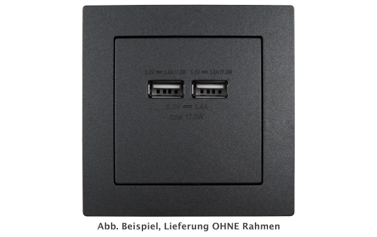 USB-Ladedose McPower "Flair", 2-fach, 5V / 3,4A, UP, anthrazit 