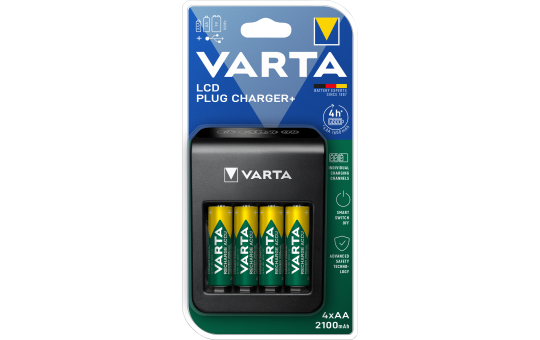 Universal Batterie-Ladegerät VARTA, LCD Plug Charger+, USB, 4x Mignon 