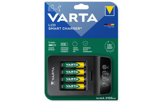 Universal Batterie-Ladegerät VARTA, LCD Smart Charger+, USB, 4x Mignon 