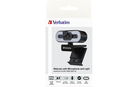 Webcam Verbatim AWC-02, Full HD 1080p, schwarz 