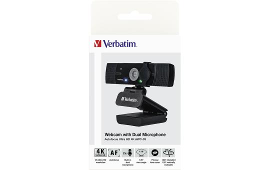 Webcam Verbatim AWC-03, 4K Ultra HD, schwarz 