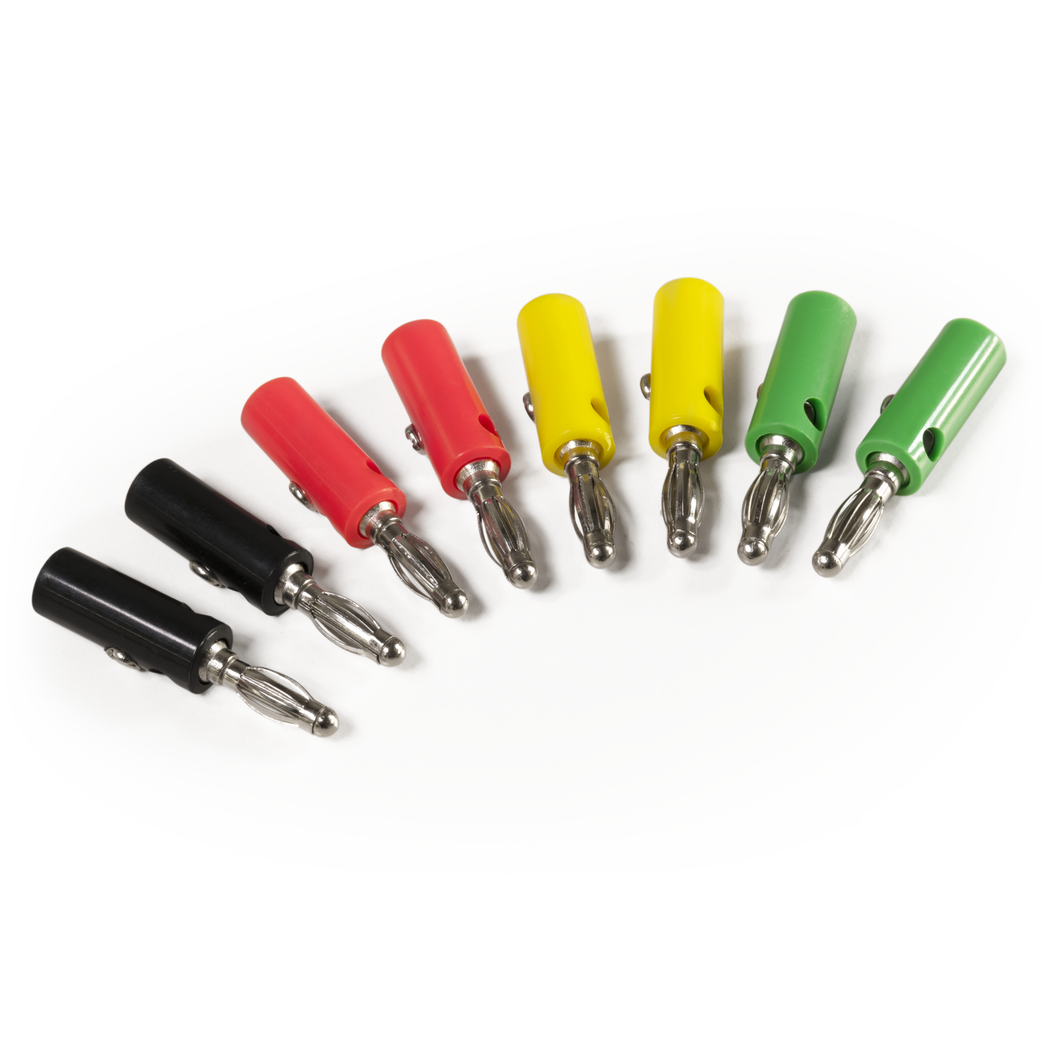 Bananenstecker-Set McPower, 4mm, Querloch, Druckfeder, 4 Farben, 8-teilig