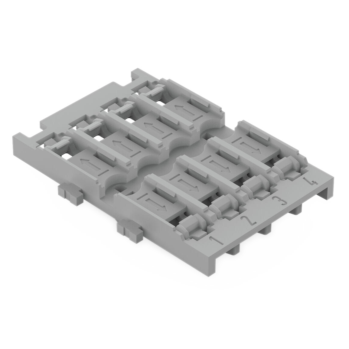 Befestigungsadapter WAGO, 4-fach, für Durchgangsverbinder mit Hebel,Rastfuß,grau 