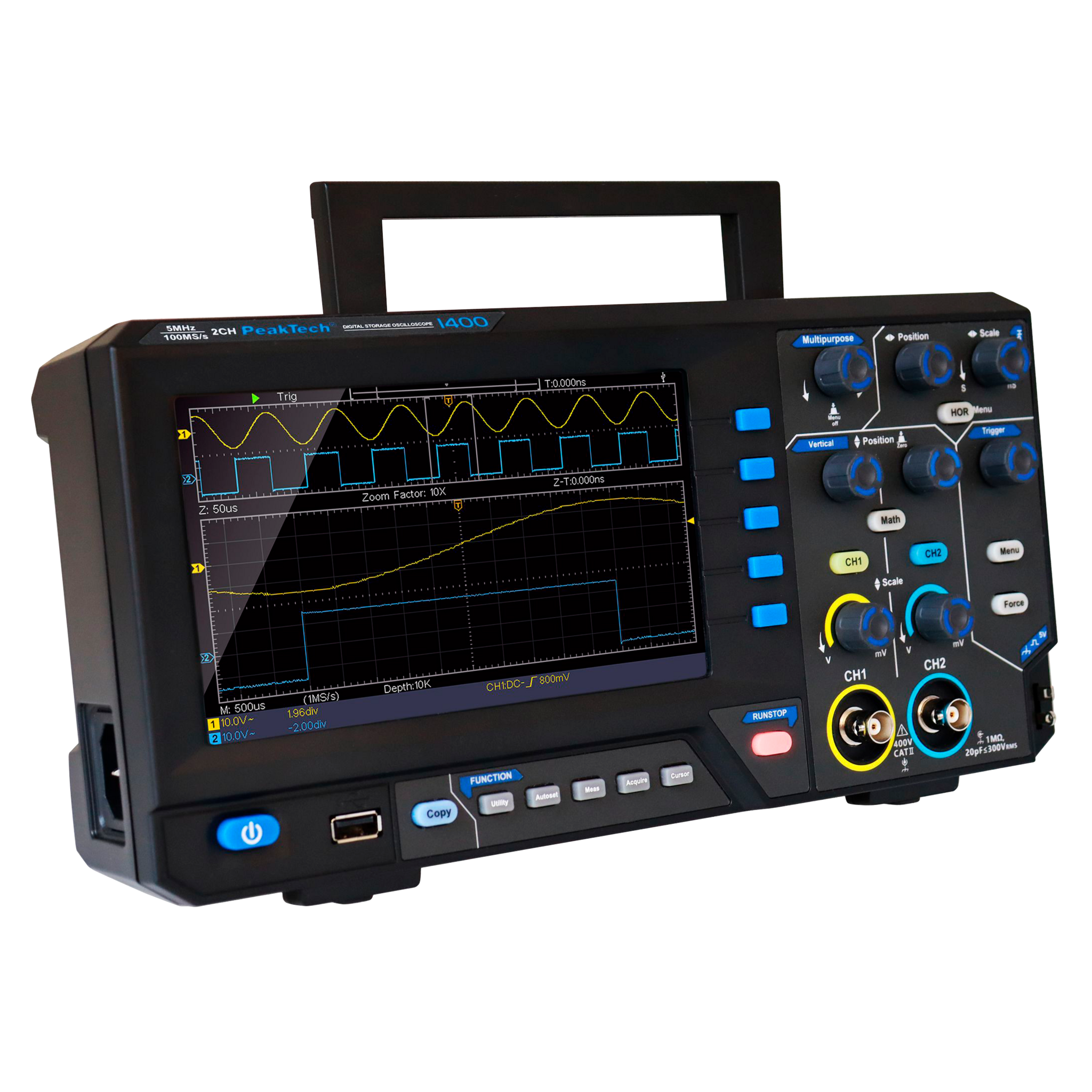 Digital Speicher- Oszilloskop PeakTech "P1400", 5 MHz, 2CH, 100 MS/s 