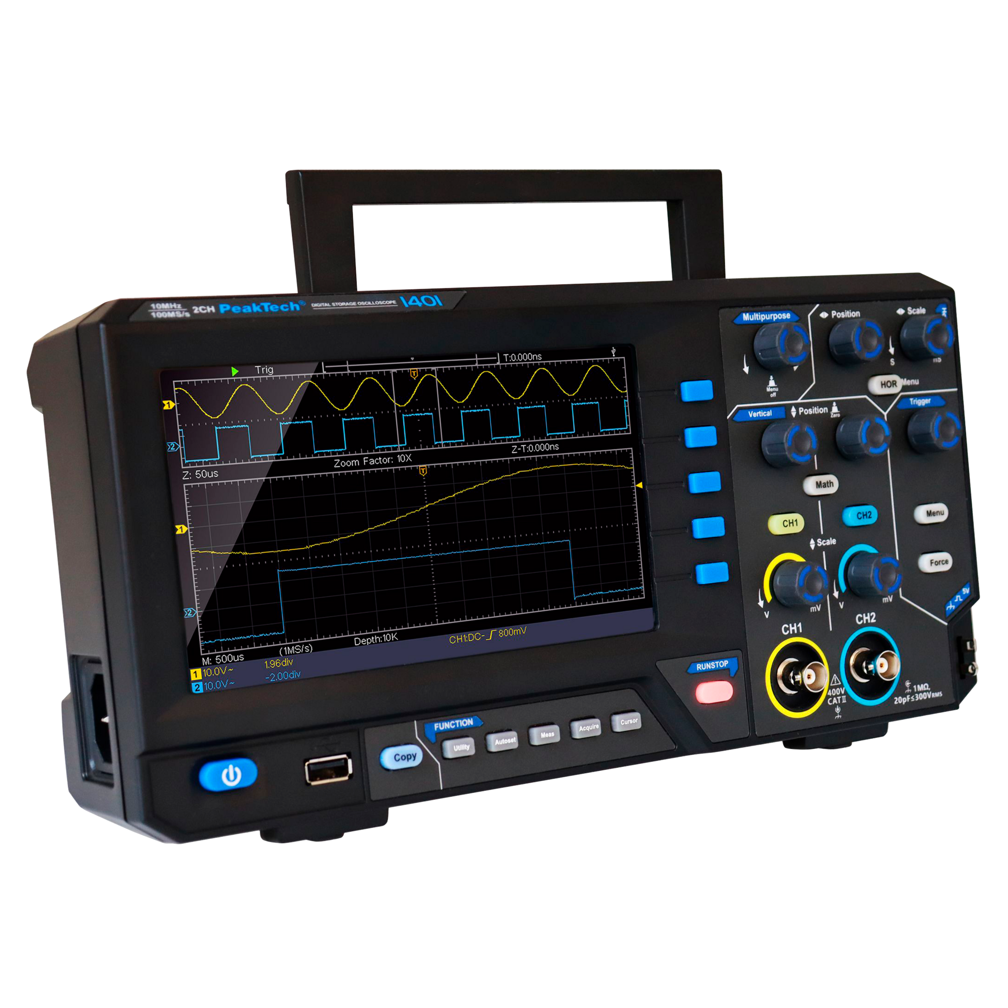 Digital Speicher- Oszilloskop PeakTech "P1401", 10 MHz, 2CH, 100 MS/s 