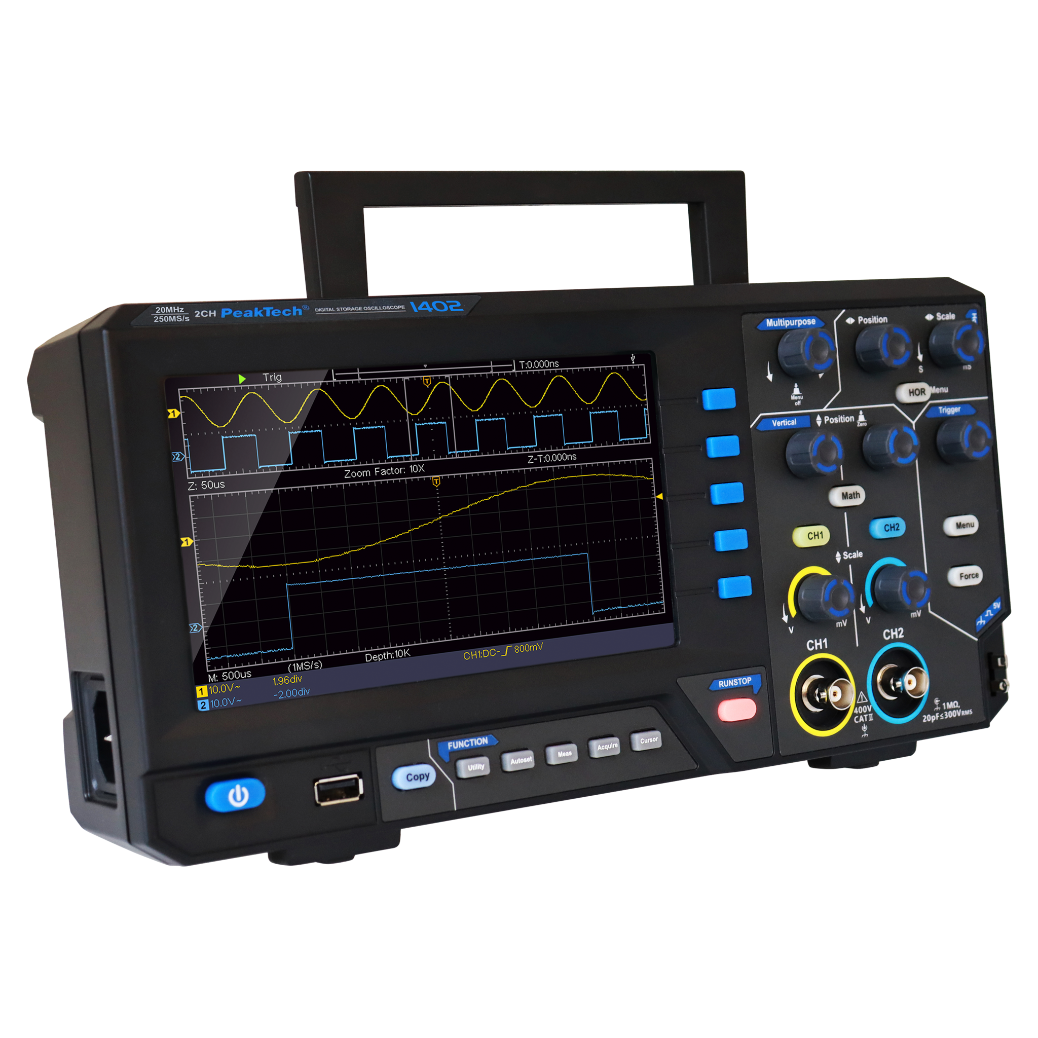 Digital Speicher- Oszilloskop PeakTech "P1402", 20 MHz, 2CH, 250 MS/s 