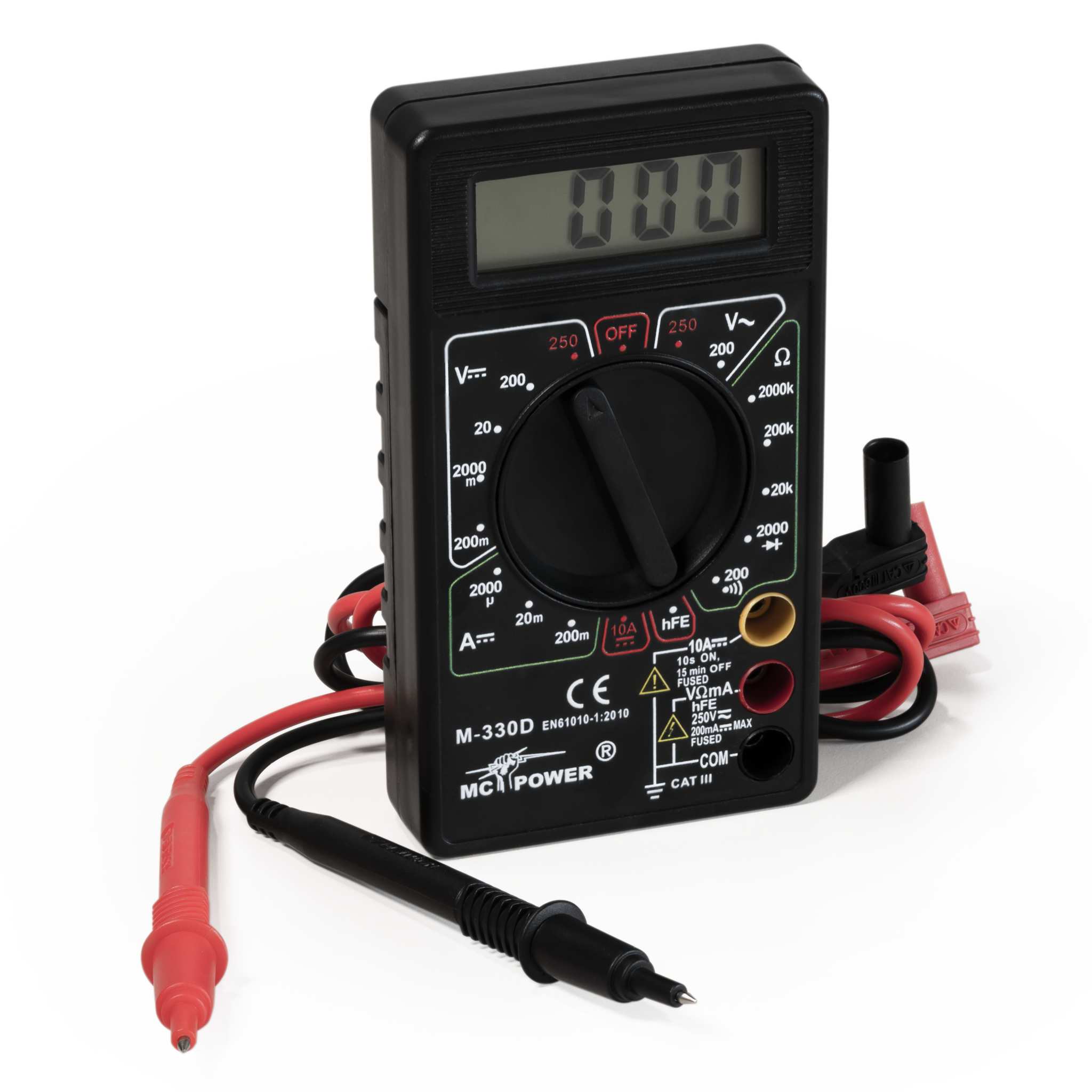 Digitalmultimeter McPower "M-330D" schwarz, 3½-stellig, akustischer Durchgangsprüfer 