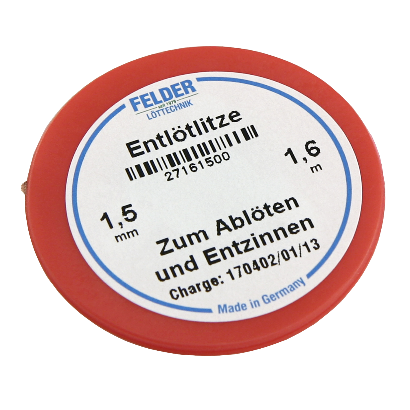 Entlötlitze FELDER, 1,50mm, mit halogenfreiem Flussmittel getränkte Kupferlitze, 1,60m Spule 