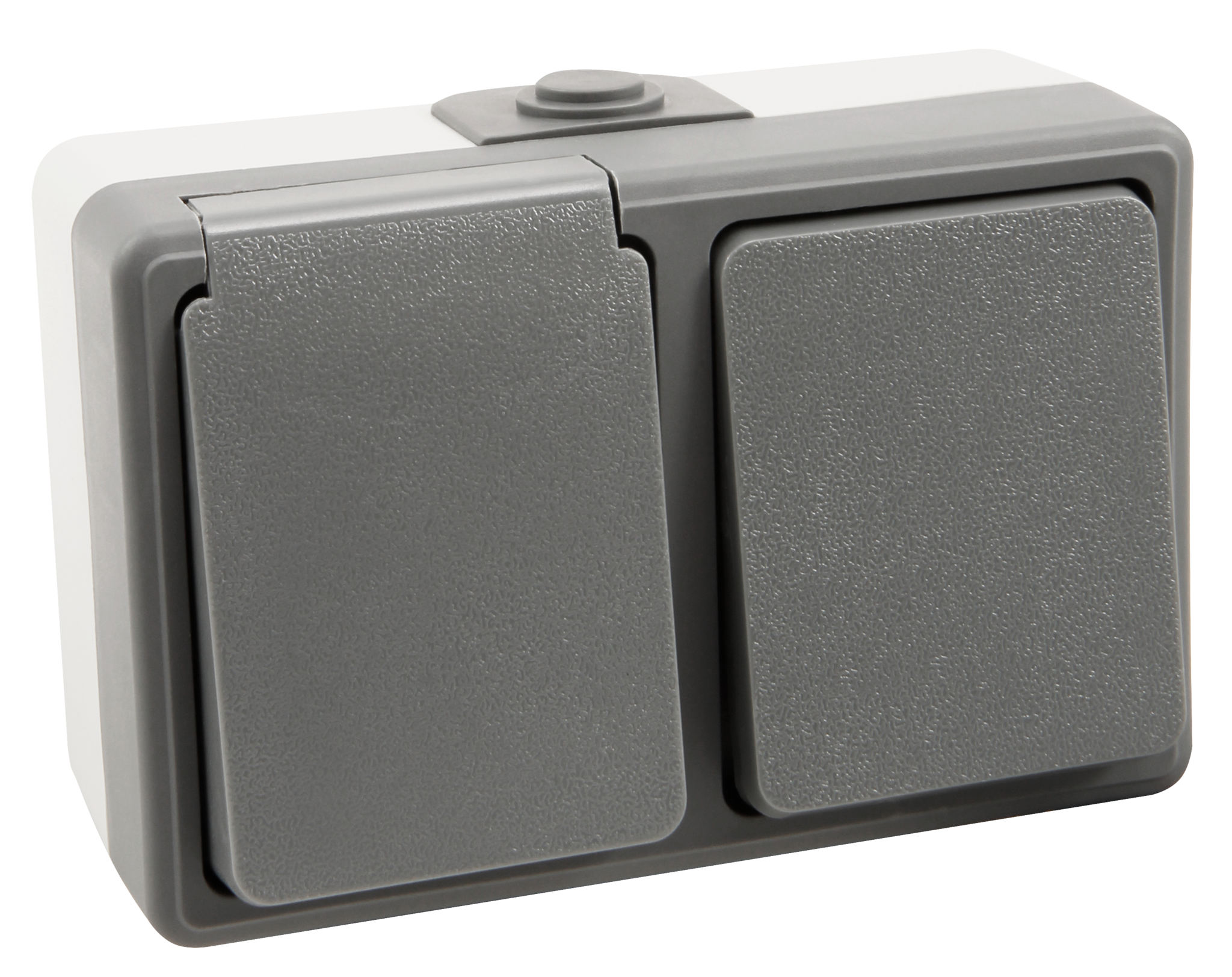 Feuchtraum Kombi-Dose McPower /"Taff/" Schalter+Steckdose AP grau 250V~ IP44