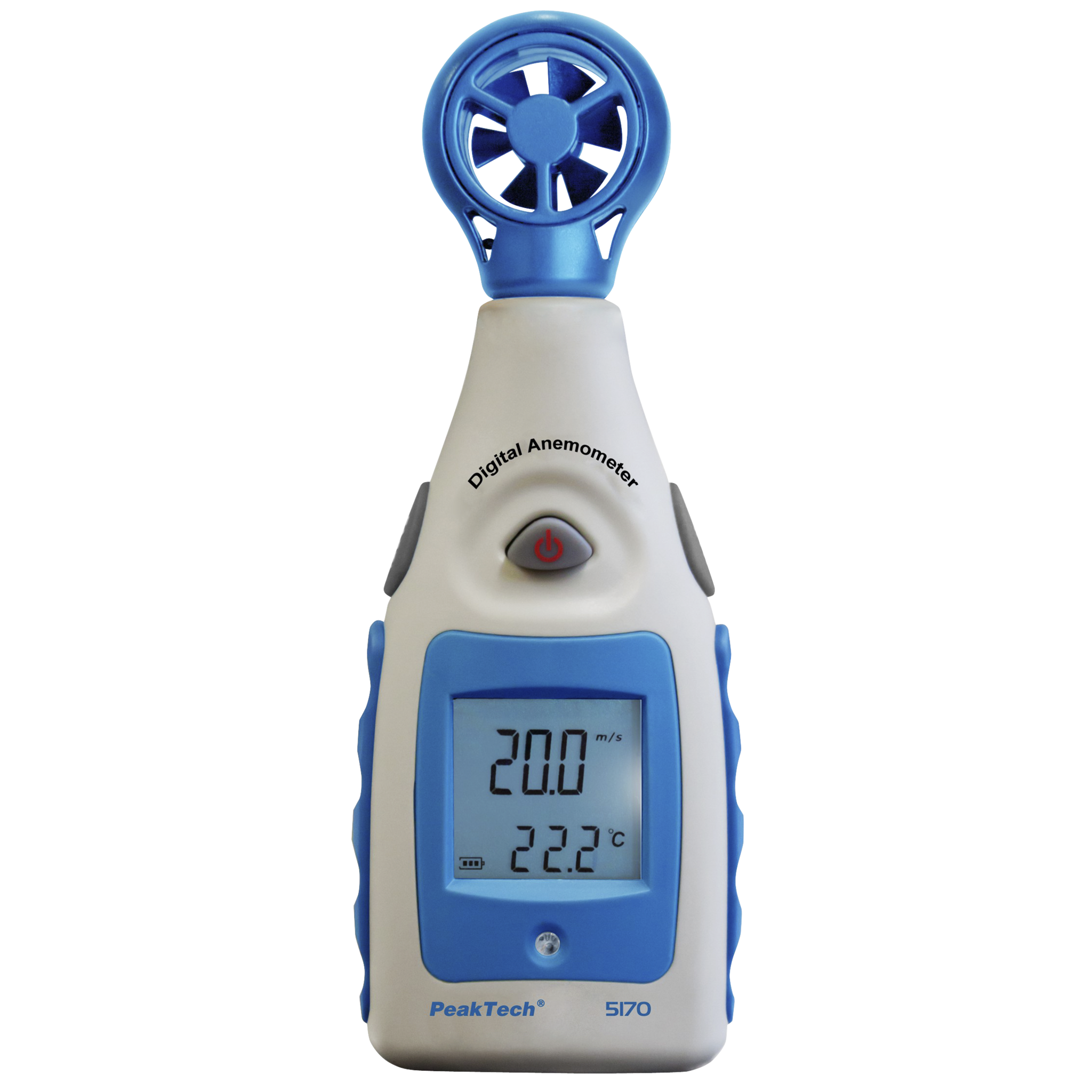 Flügelrad-Anemometer PeakTech "P5170", 0-55 Knoten, mit Thermometer, LCD-Anzeige 