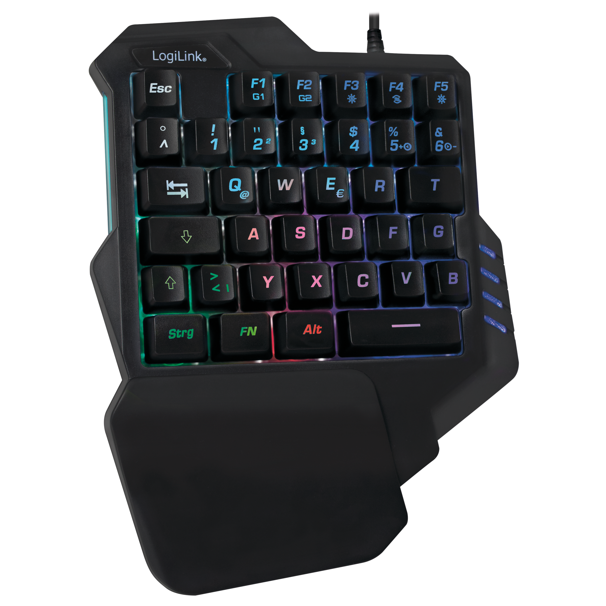 Gaming Tastatur, Einhand Keyboard, schwarz, LED Beleuchtung 