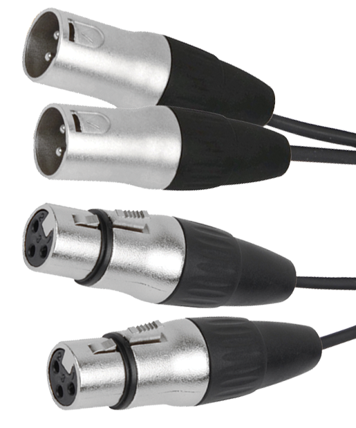 Hochwertiges Verbindungskabel BST "XLRM-XLRF-1.5X2" 1m, 2x XLR Stecker u. Buchse 