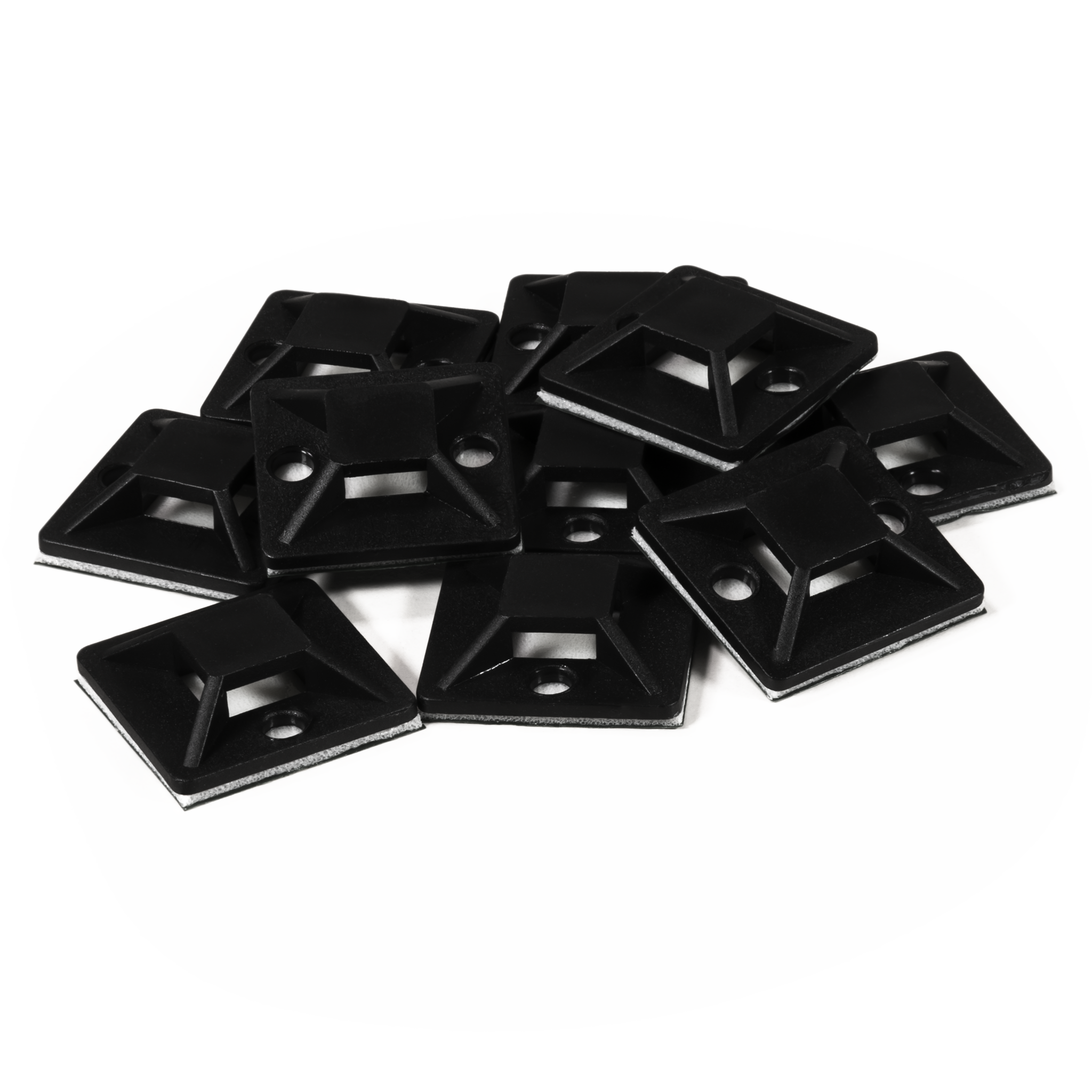 Kabelsockel McPower für Kabelbinder 25x25mm, schwarz, selbstklebend, 10er-Pack 