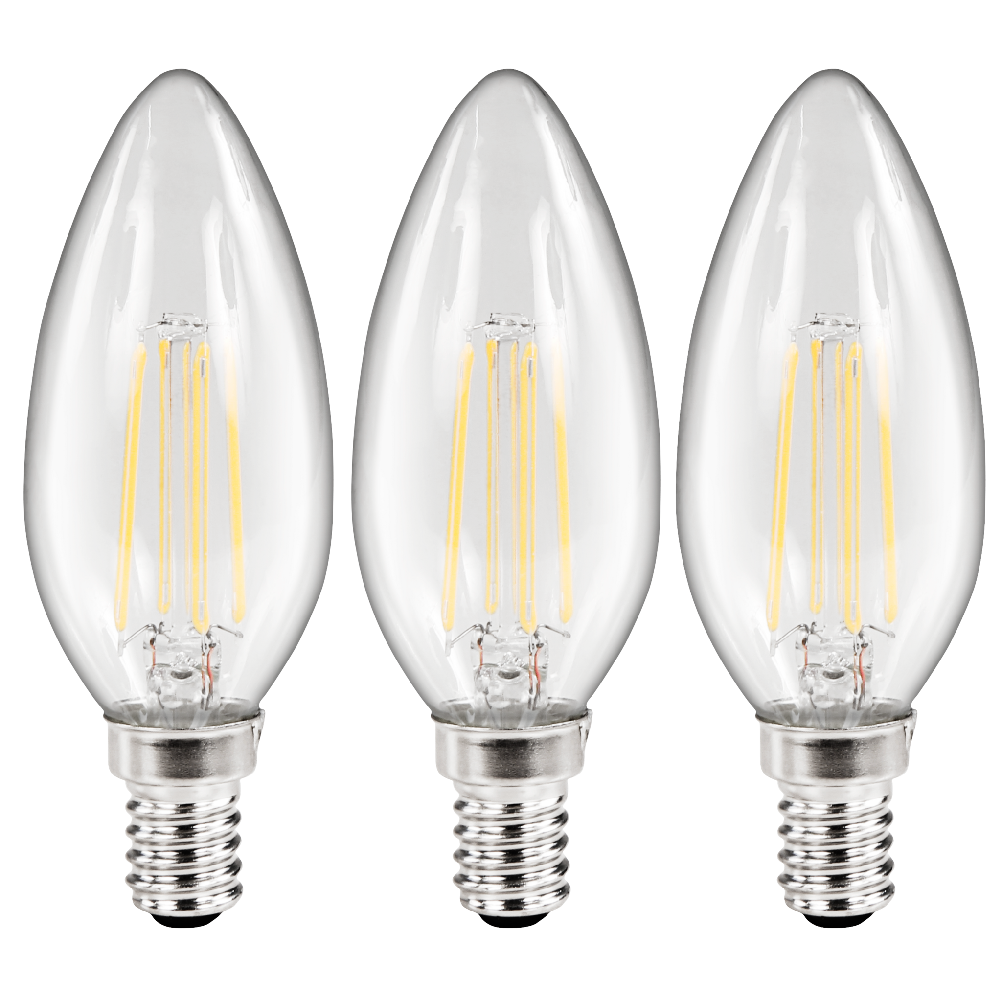 LED Filament Set McShine, 3x Kerzenlampe, E14, 3.6W, 360lm, warmweiß, klar 