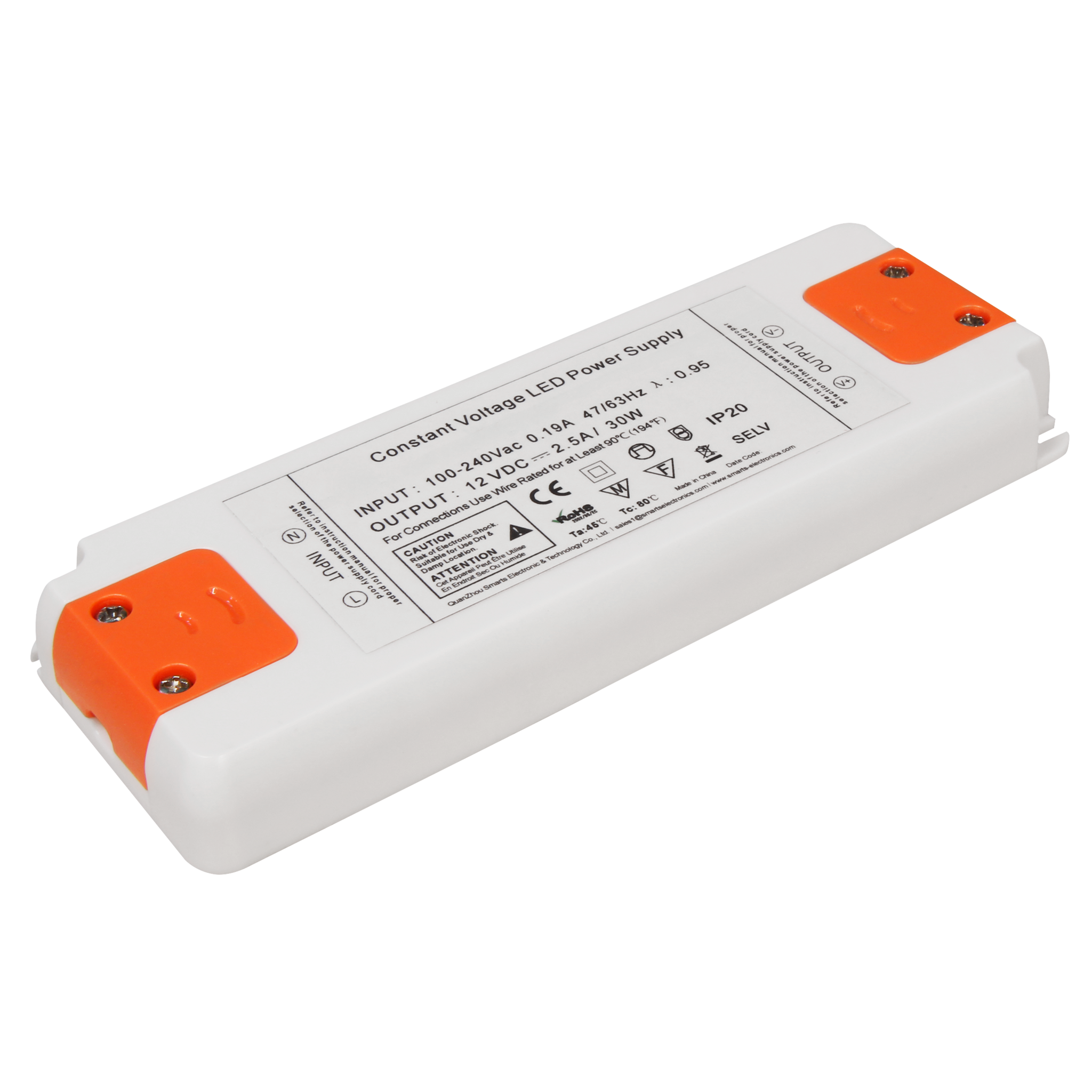 LED-Trafo McShine Slim elektronisch, 1-30W, 230V auf 12V, 160x58x18mm