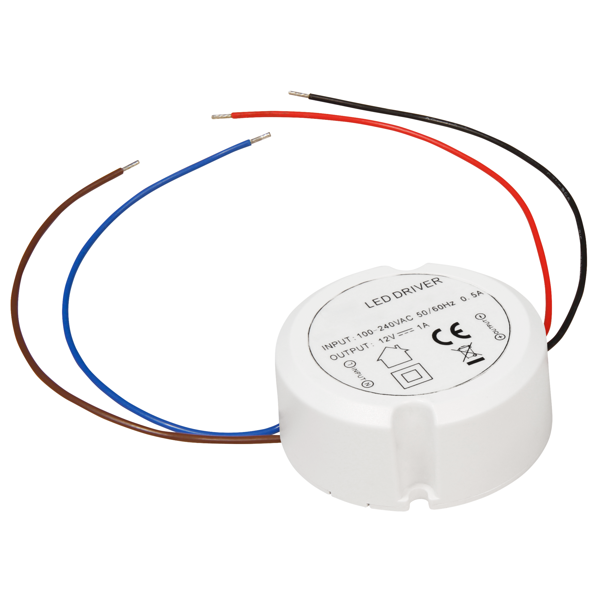 LED-Trafo McShine, elektronisch, 0,5-12W, 230V auf 12V, Ø55x23mm, rund