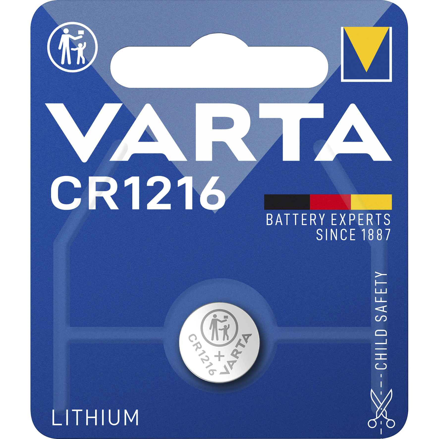 Lithium-Knopfzelle VARTA "Electronics", CR 1216, 25mAh, 3V, 1er-Blister 